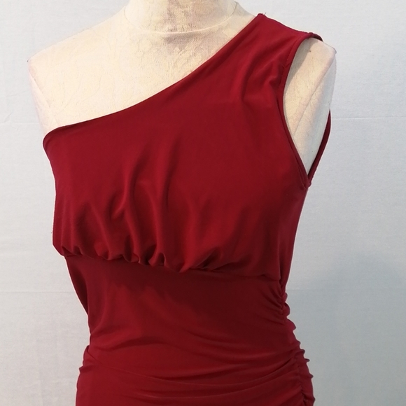 One Shoulder Sexy Red Cocktail Dress Sz Medium - Picture 3 of 10
